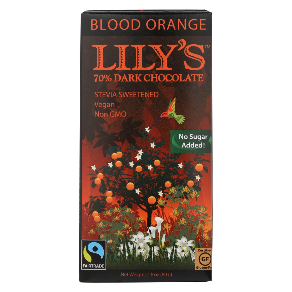 Lily's Sweets Dark Chocolate Bar - Blood Orange - Case Of 12 - 2.8 Oz.