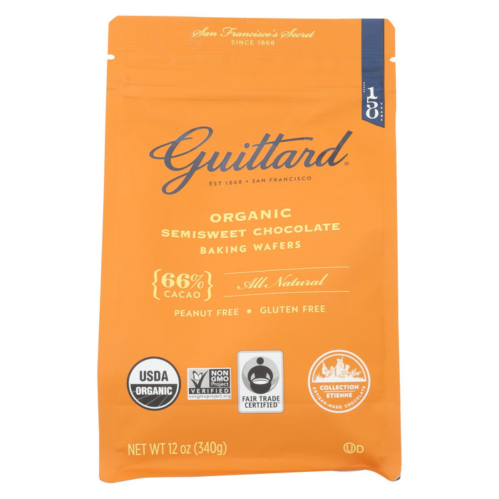 Guittard Chocolate Baking Wafers - Organic - 66% Semisweet - Case Of 8 - 12 Oz