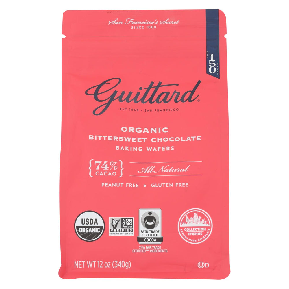 Guittard Chocolate Baking Wafers - Organic - 74% Bittersweet - Case Of 8 - 12 Oz
