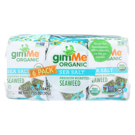 Gimme Seaweed Snacks Organic Roasted Seaweed Snack - Sea Salt - Case Of 8 - 6-.17 Oz