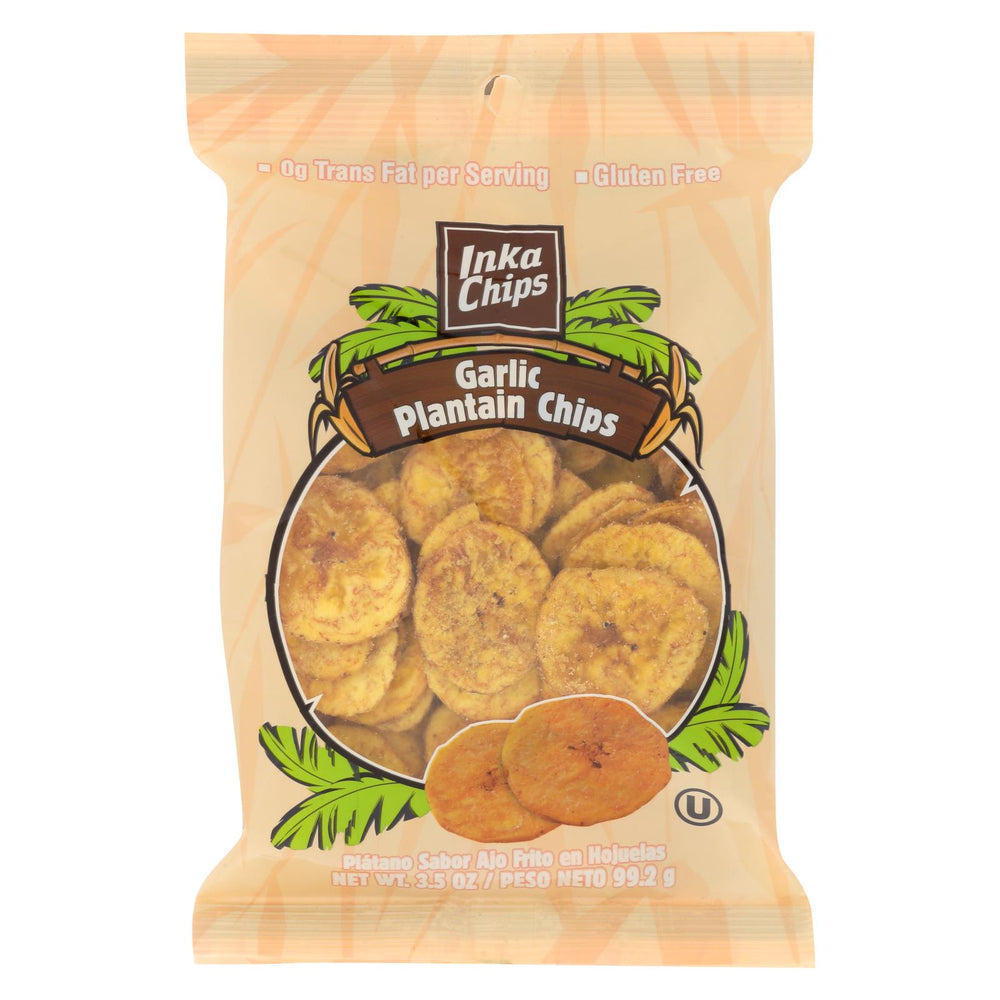 Inka Crops Plantain Chips - Garlic - Case Of 12 - 3.5 Oz