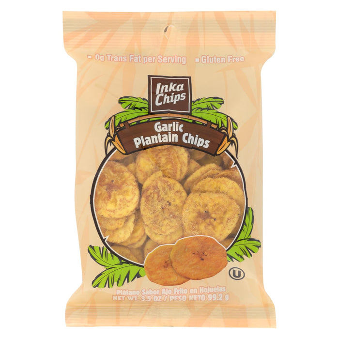 Inka Crops Plantain Chips - Garlic - Case Of 12 - 3.5 Oz