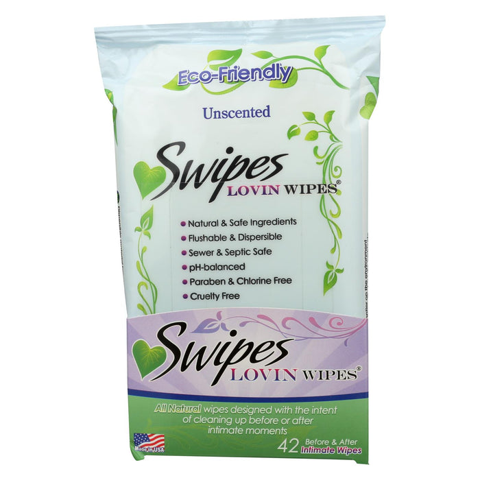 Swipes Lovin Wipes All Natural Flushable Intimate Towelettes - Unscented - Case Of 6 - 42 Count