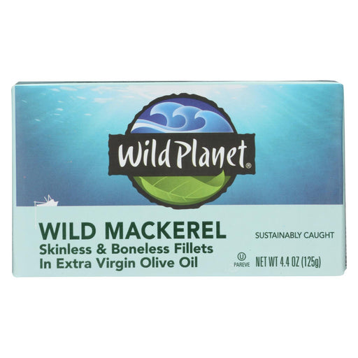 Wild Planet Wild Mackerel Fillets In Extra Virgin Olive Oil - Case Of 12 - 4.375 Oz.