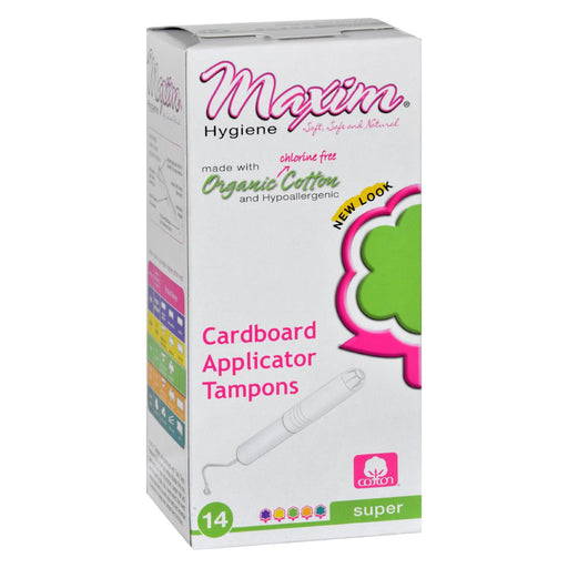 Maxim Hygiene Products Tampons - Organic Cotton - Cardboard Applicator - Super - 14 Count