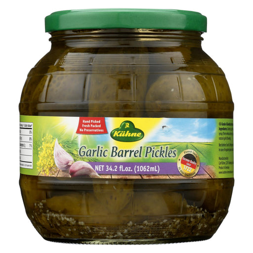 Kuhne Pickle - Barrel - Garlic - Case Of 6 - 34.2 Fl Oz
