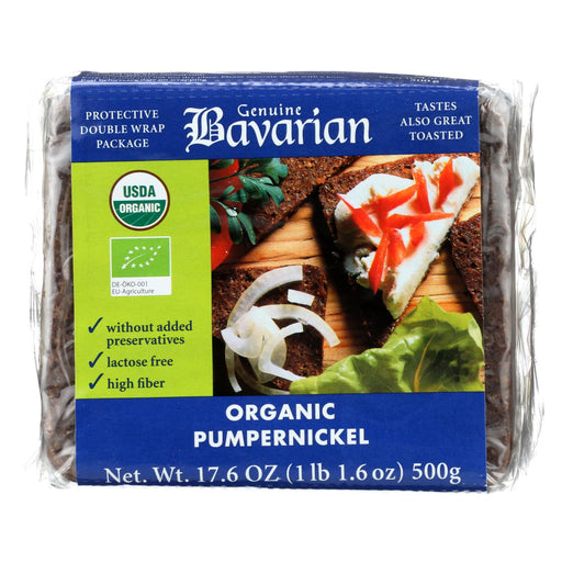 Genuine Bavarian Organic Bread - Pumpernickel - Case Of 6 - 17.6 Oz.