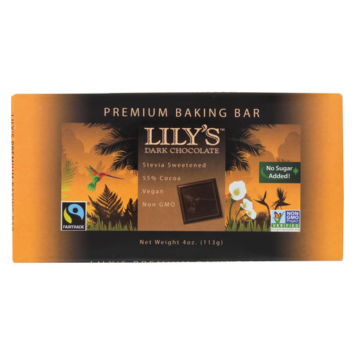 Lily's Sweets Dark Chocolate Bar - Case Of 12 - 4 Oz.