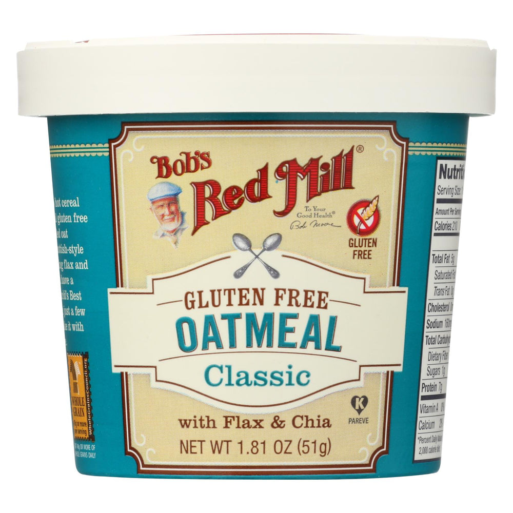Bob's Red Mill Gluten Free Oatmeal Cup, Classic With Flax-chia - 1.81 Oz - Case Of 12