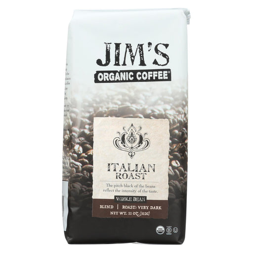 Jim's Organic Coffee - Whole Bean - Italian Roast - Case Of 6 - 11 Oz.