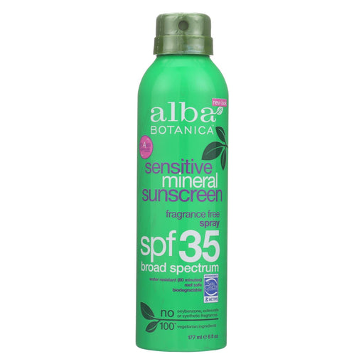 Alba Botanica Mineral Spray Sunscreen - Fragrance Free - 6 Oz.