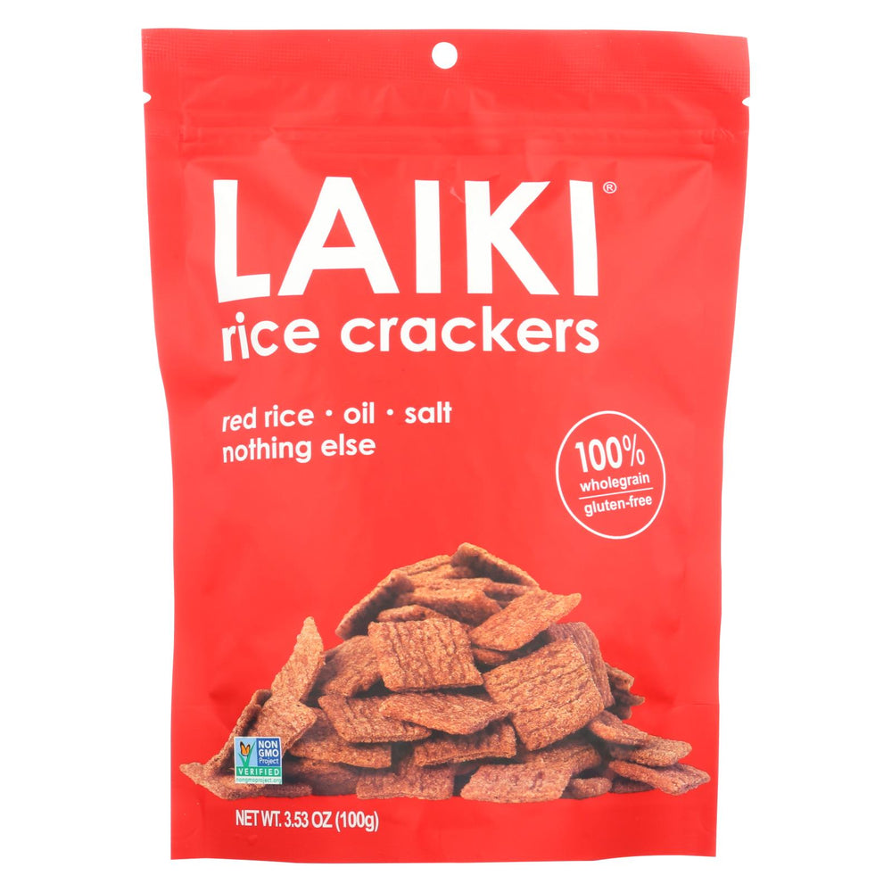Laiki Red Rice Crackers - Case Of 8 - 3.5 Oz.