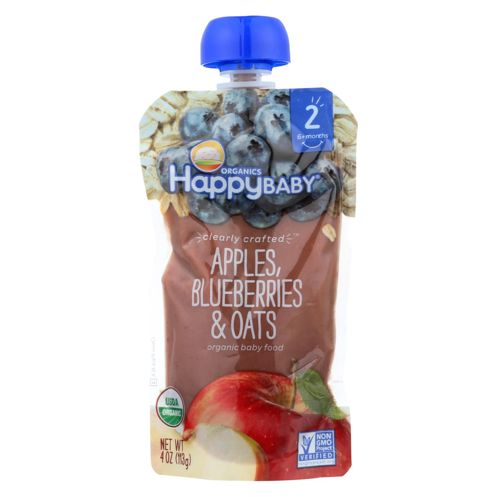 Happy Baby Happy Baby Clearly Crafted - Apple, Blueberries And Oats - Case Of 16 - 4 Oz.