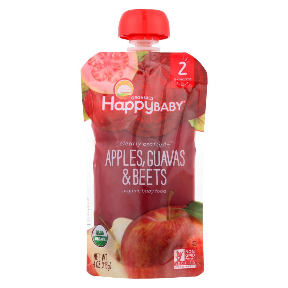 Happy Baby Happy Baby Clearly Crafted - Apples - Guavas And Beets - Case Of 16 - 4 Oz.