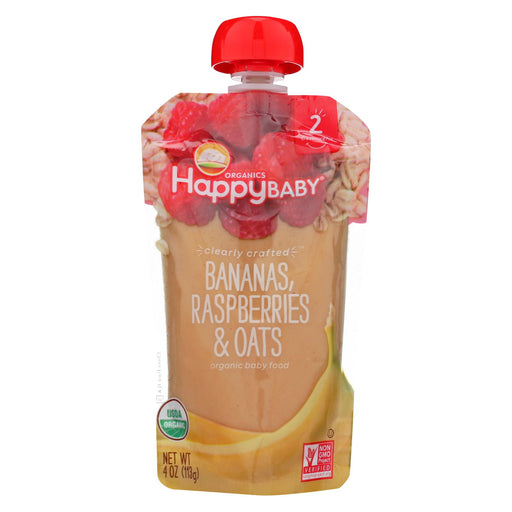 Happy Baby Happy Baby Clearly Crafted - Bananas, Raspberries And Oats - Case Of 16 - 4 Oz.