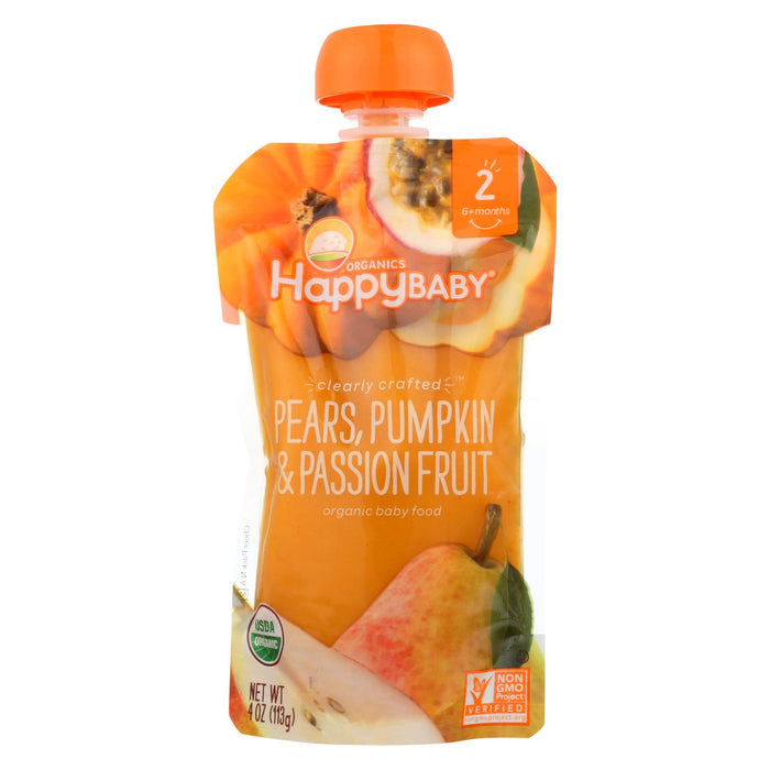 Happy Baby Happy Baby Clearly Crafted - Pears, Pumpkin And Passion Fruit - Case Of 16 - 4 Oz.