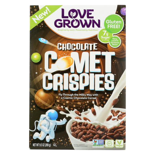 Love Grown Foods Chocolate Comet Crispies - Case Of 6 - 9.5 Oz.