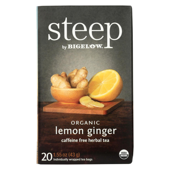 Steep By Bigelow Organic Herbal Tea - Lemon Ginger - Case Of 6 - 20 Bags