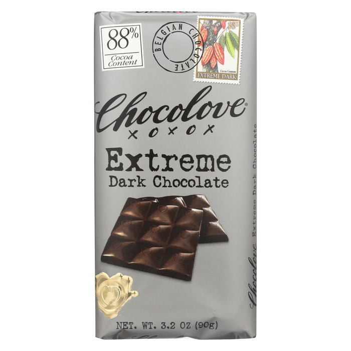 Chocolove Xoxox Dark Chocolate Bar - Extreme - Case Of 12 - 3.2 Oz