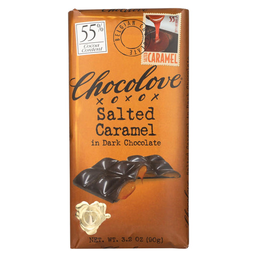 Chocolove Xoxox Dark Chocolate Bar - Salted Caramel - Case Of 10 - 3.2 Oz