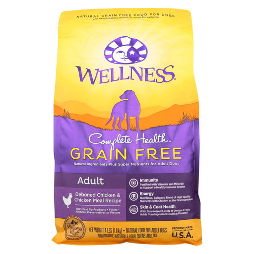Wellness Pet Products Dog Food - Grain Free - Chicken Recipe - Case Of 6 - 4 Lb.