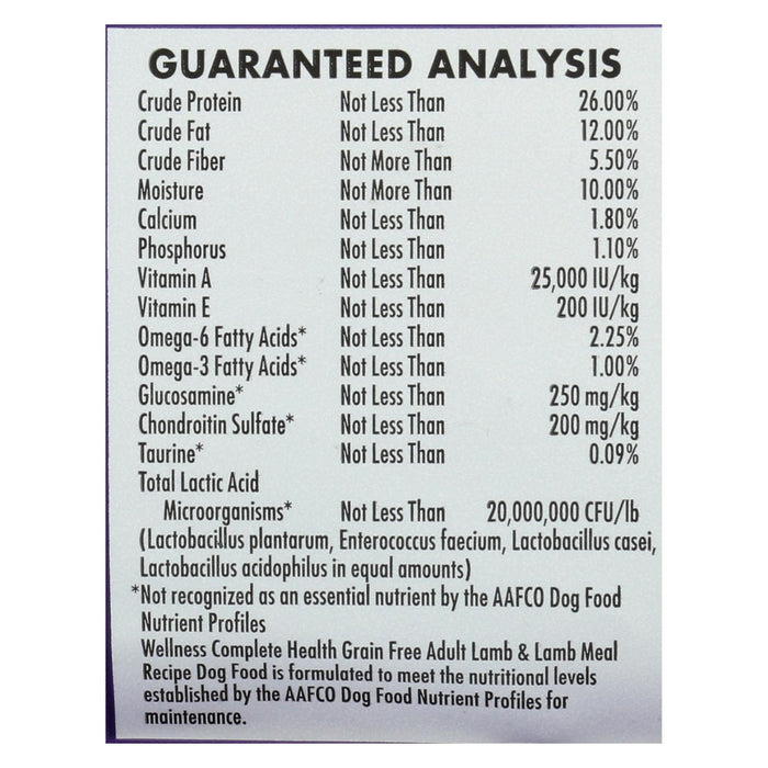 Wellness Pet Products Dog Food - Grain Free - Lamb Recipe - Case Of 6 - 4 Lb.