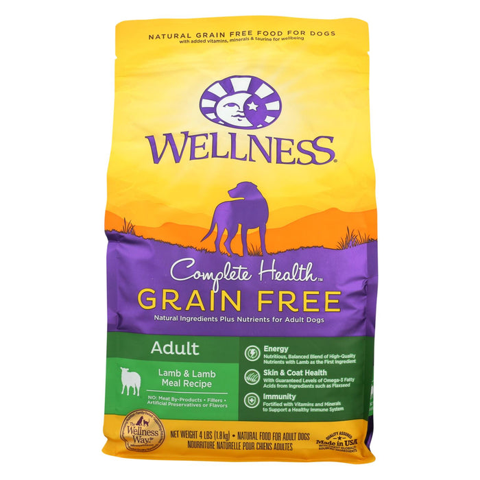Wellness Pet Products Dog Food - Grain Free - Lamb Recipe - Case Of 6 - 4 Lb.