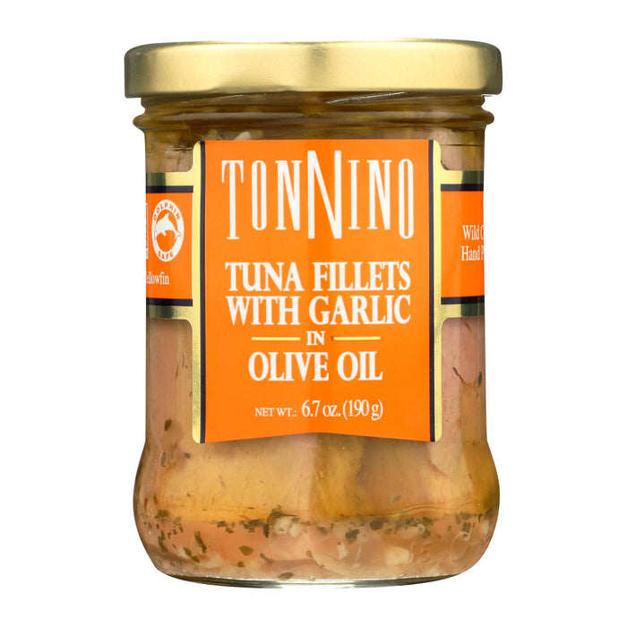 Tonnino Tuna Fillets - Garlic, Olive Oil - Case Of 6 - 6.7 Oz.