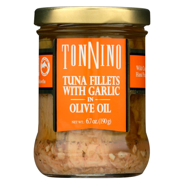Tonnino Tuna Fillets - Garlic, Olive Oil - Case Of 6 - 6.7 Oz.