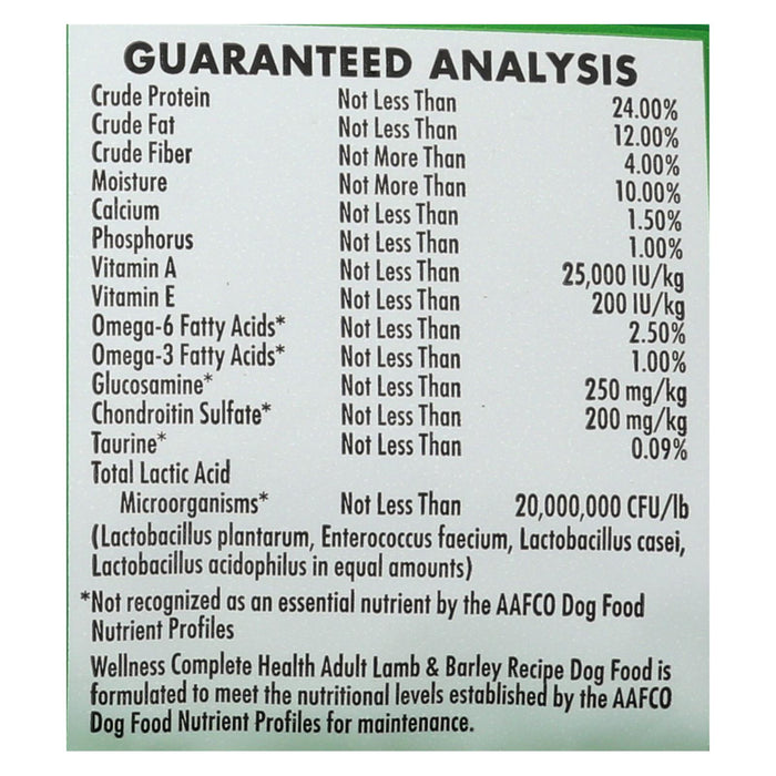 Wellness Pet Products Dog Food - Lamb And Barley Recipe - Case Of 6 - 5 Lb.