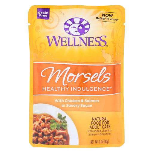 Wellness Pet Products Cat Food - Morsels With Chicken And Salmon In Savory Sauce - Case Of 24 - 3 Oz.