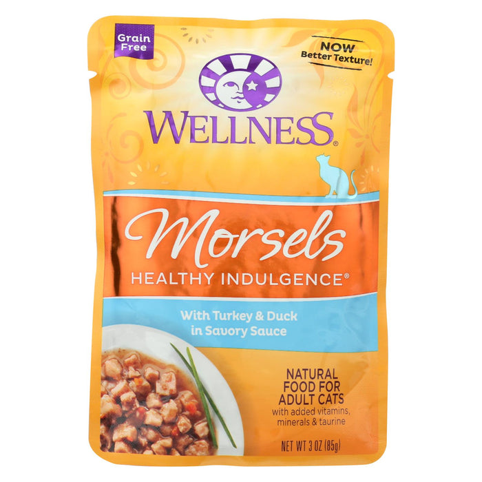 Wellness Pet Products Cat Food - Morsels With Turkey And Duck In Savory Sauce - Case Of 24 - 3 Oz.