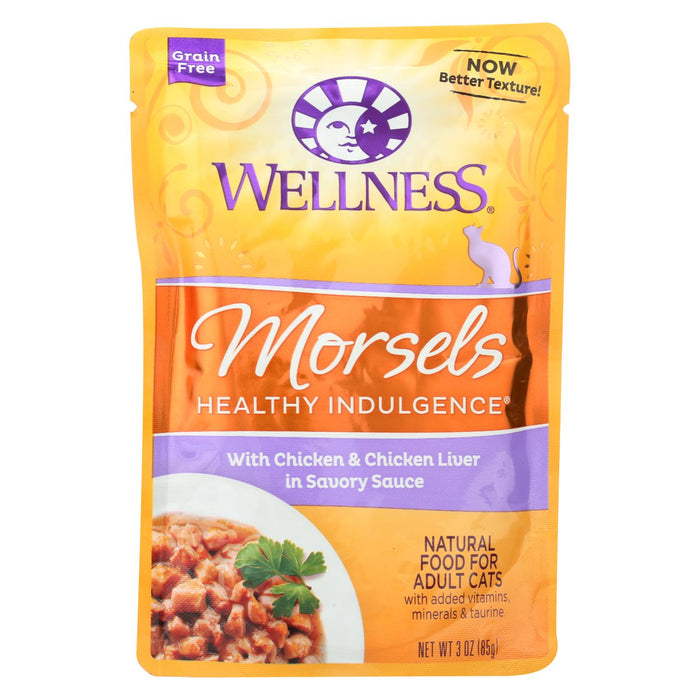 Wellness Pet Products Healthy Indulgence Morsels - Chicken And Chicken Liver In Savory Sauce - Case Of 24 - 3 Oz.