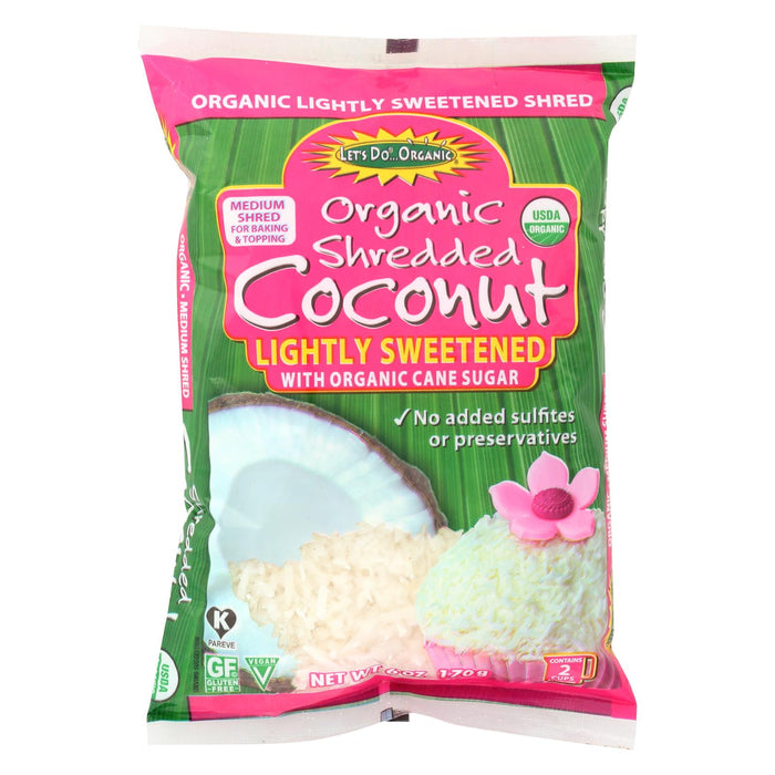 Let's Do Organic Coconut - Sweetened Shredded - Case Of 12 - 6 Oz.
