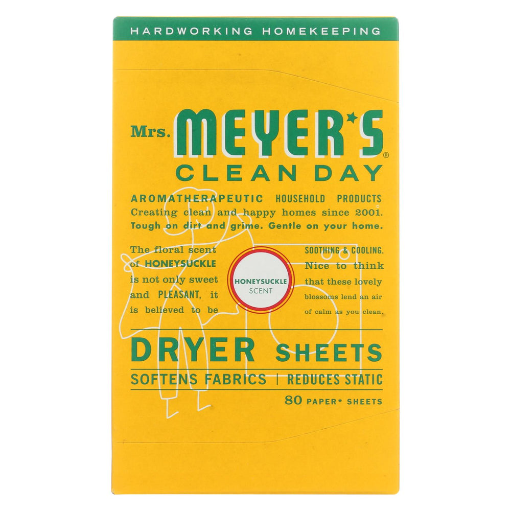 Mrs. Meyer's Clean Day - Dryer Sheets - Honeysuckle - Case Of 12 - 80 Sheets