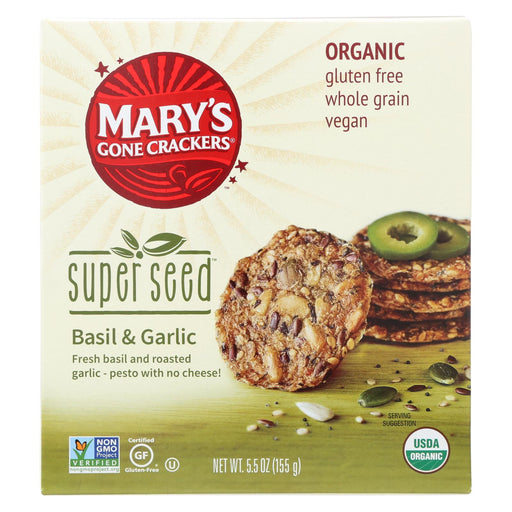 Mary's Gone Crackers Super Seed - Basil$ Garlic - Case Of 6 - 5.5 Oz.
