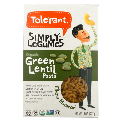 Tolerant Green Lentil Pasta - Elbows - Case Of 6 - 8 Oz.