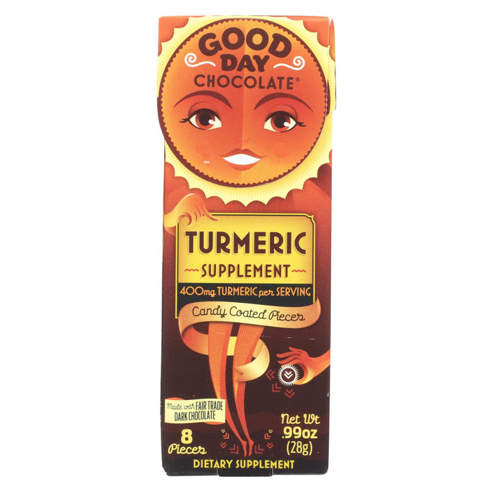 Good Day Chocolate Chocolate Pieces - With Turmeric - Case Of 12 - .99 Oz