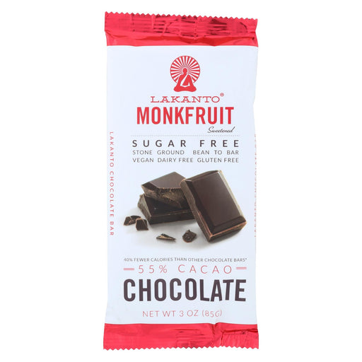Lakanto Monkfruit Sweetened Chocolate Bar - 55% Cocoa - Case Of 8 - 3 Oz.