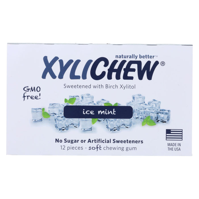 Xylichew Chewing Gum - Ice Mint - Case Of 24 - 12 Pieces