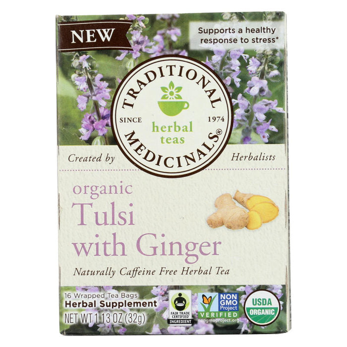 Traditional Medicinals Organic Herbal Tea - Tulsi With Ginger - Case Of 6 - 16 Count