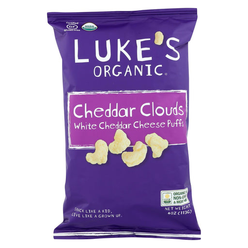 Luke's Organic Cheddar Clouds Cheese Puffs - Case Of 12 - 4 Oz.