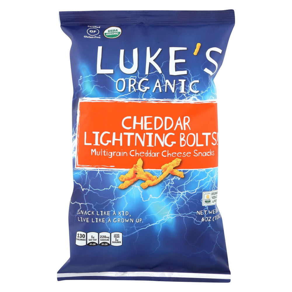 Luke's Organic Cheddar Lightning Bolts - Case Of 12 - 4 Oz.