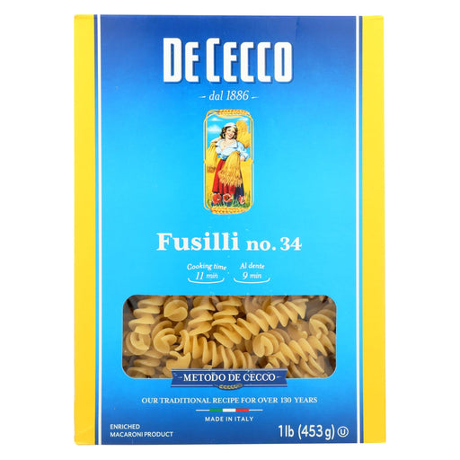 De Cecco Pasta Pasta - Fusilli - Case Of 12 - 16 Oz