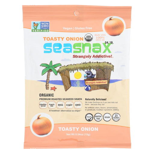 Seasnax Organic Premium Roasted Seaweed Snack - Toasty Onion - Case Of 16 - 0.54 Oz.