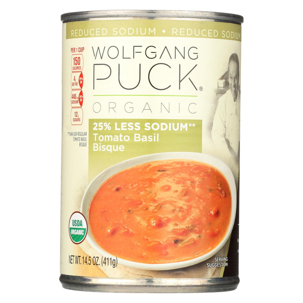 Wolfgang Puck Organic Soup - Reduced Sodium Tomato Basil Bisque - Case Of 12 - 14.5 Oz