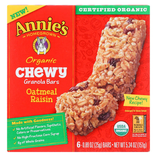 Annie's Homegrown Organic Chewy Granola Bars Oatmeal Raisin - Case Of 12 - 5.34 Oz.