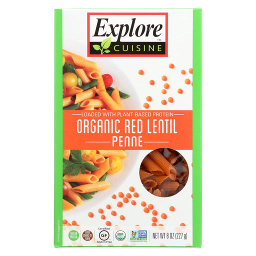 Explore Cuisine Organic Red Lentil Penne - Penne - Case Of 6 - 8 Oz.