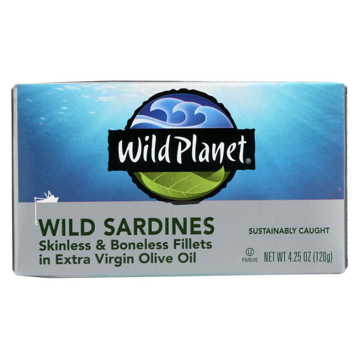 Wild Planet Wild Sardines - Skinless Boneless Fillets In Olive Oil - Case Of 12 - 4.25 Oz