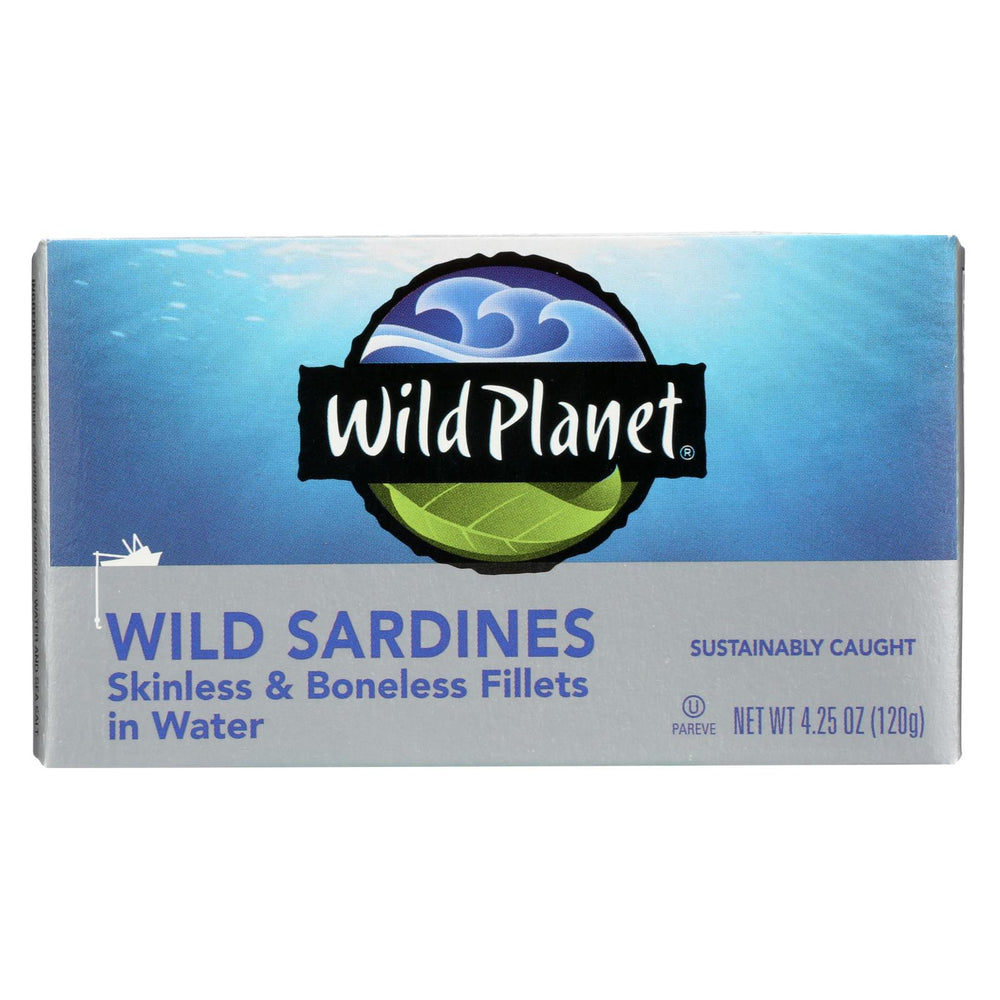 Wild Planet Wild Sardines - Skinless & Boneless Fillets In Water - Case Of 12 - 4.25 Oz
